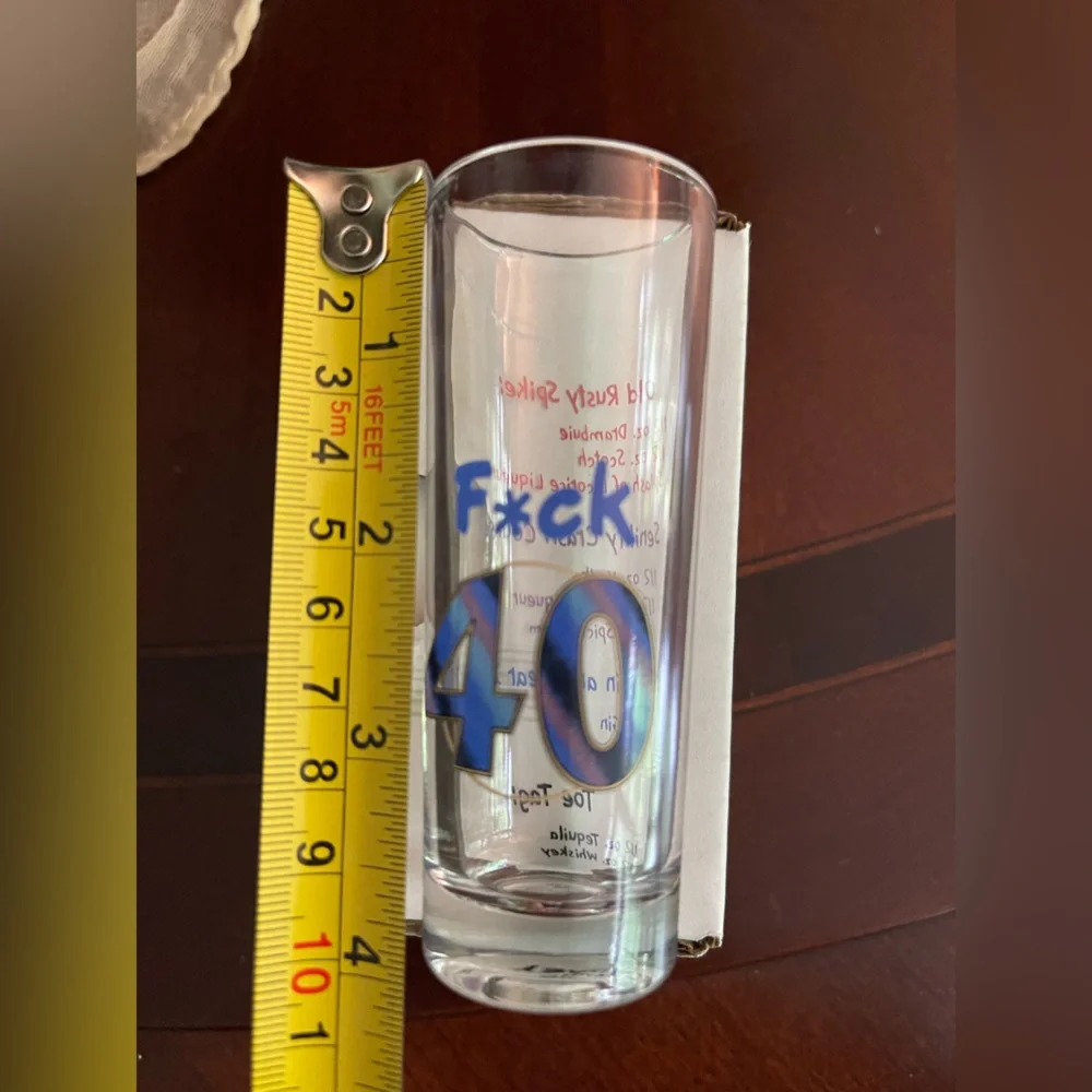 F*CK 40 Clear Glass Shot Glass 2oz With Shot Recipes Other Side